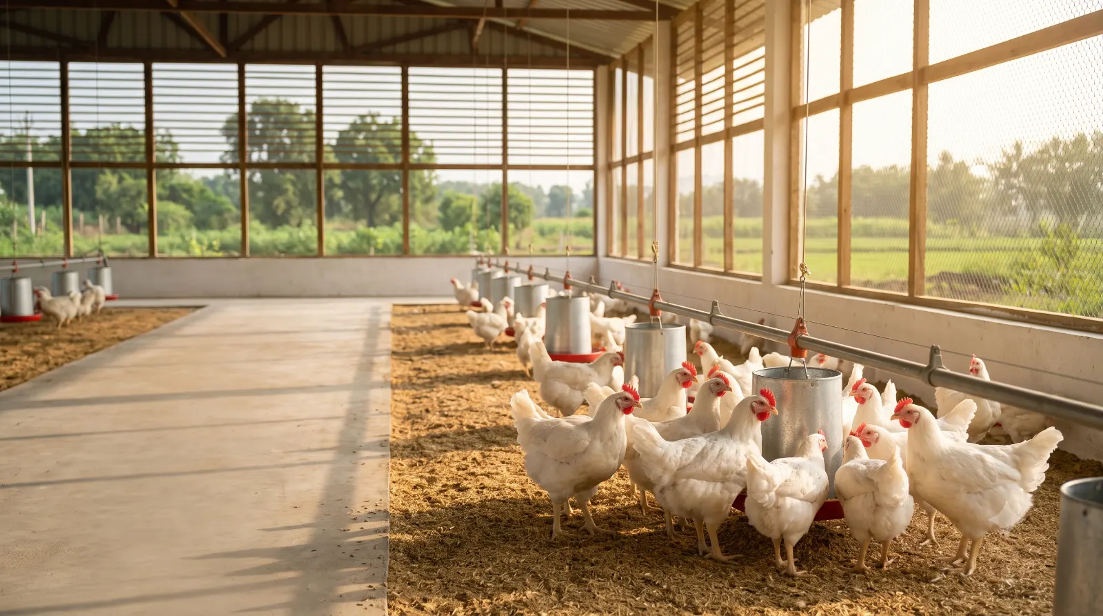 Poultry on a farm raised on Himalayan poultry feed